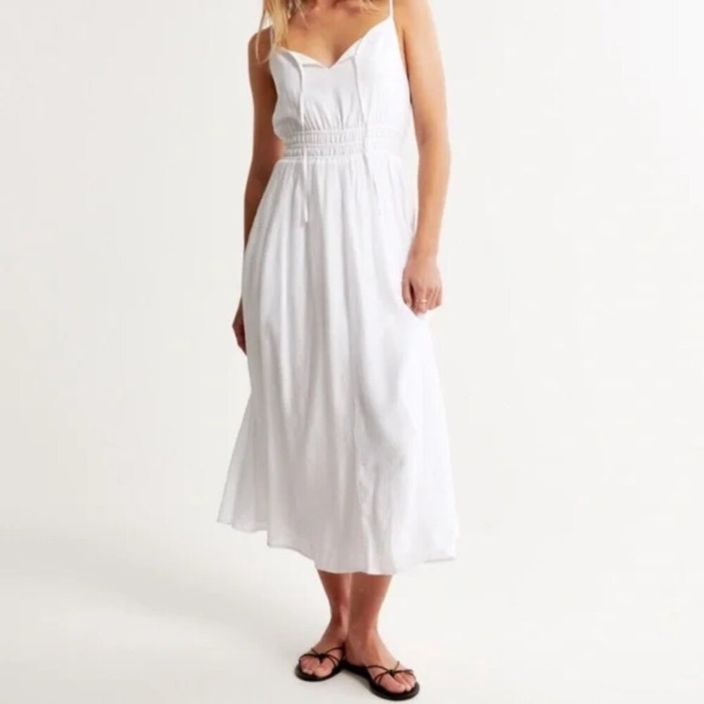 Abercrombie & Fitch White Midi Sundress